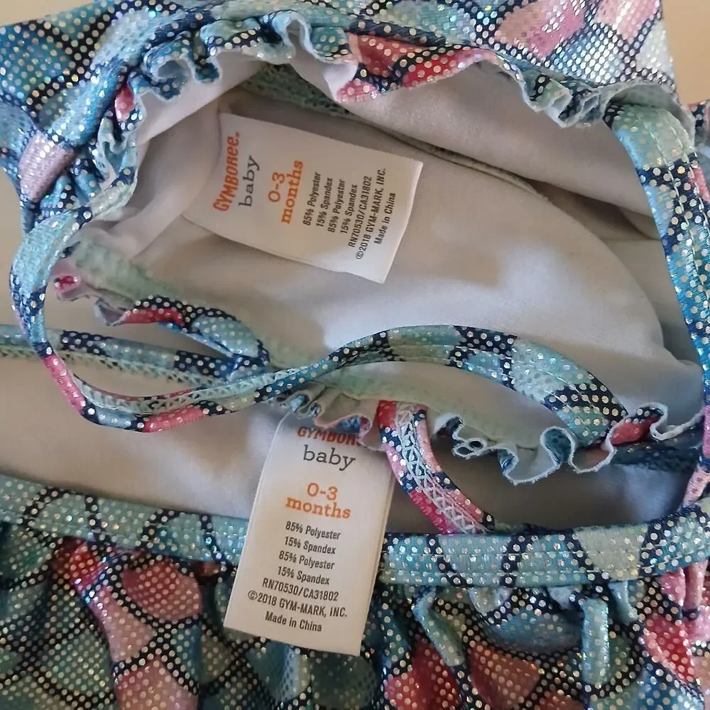 NWOT Gymboree Mermaid Print Ruffled 2-piece Swimsuit Set Baby Girl 0-3M Vacation